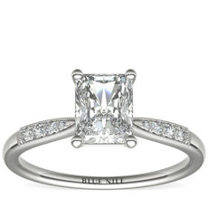 Petite Milgrain Diamond Engagement Ring in Platinum (1/10 ct. tw.)